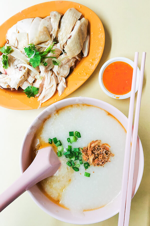 Wah Yuen Porridge at Telok Blangah Food Centre - Steamed Chicken with Plain Porridge